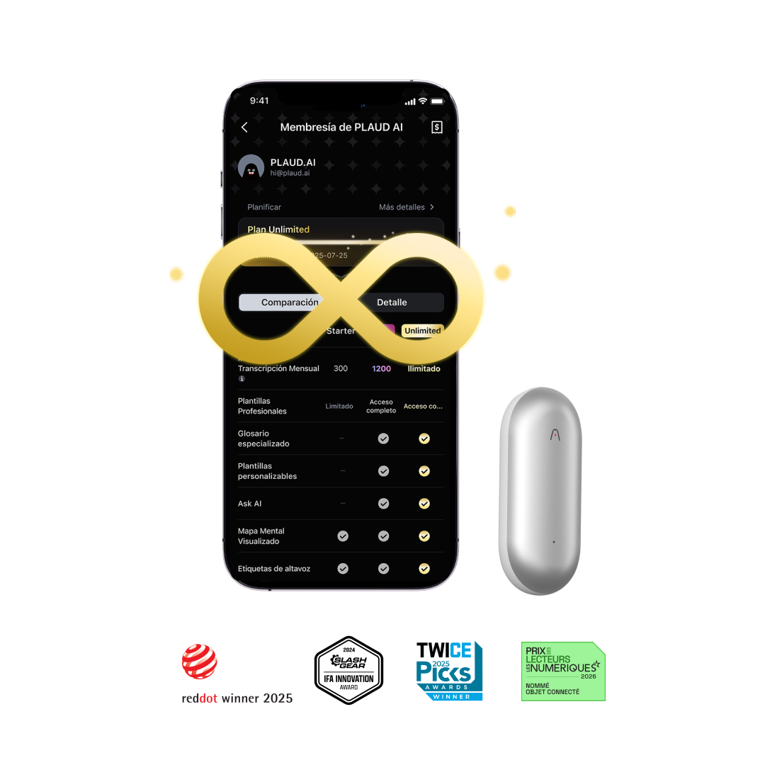 PLAUD NotePin & Plan Ilimitado Anual AI