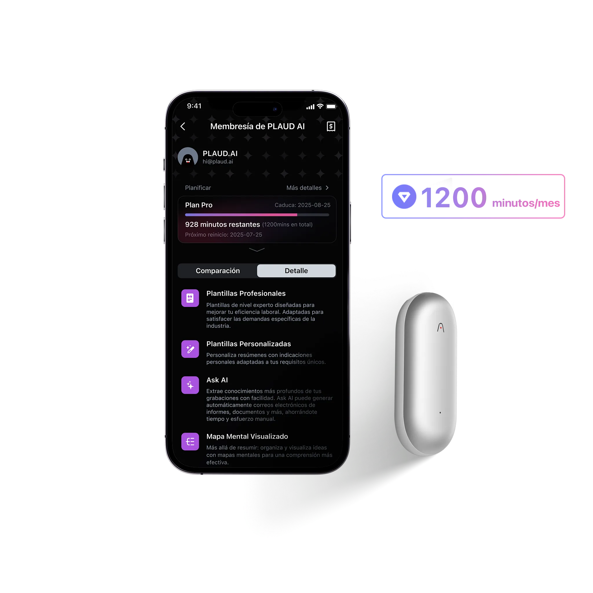 Plaud NotePin y Suscripción Pro Anual a Plaud AI
