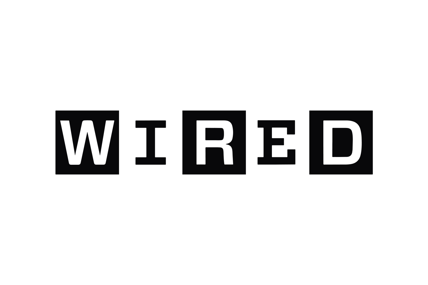 Logotipo de WIRED con letras blancas sobre fondo negro y cuadrados blancos detrás de las letras I y E.