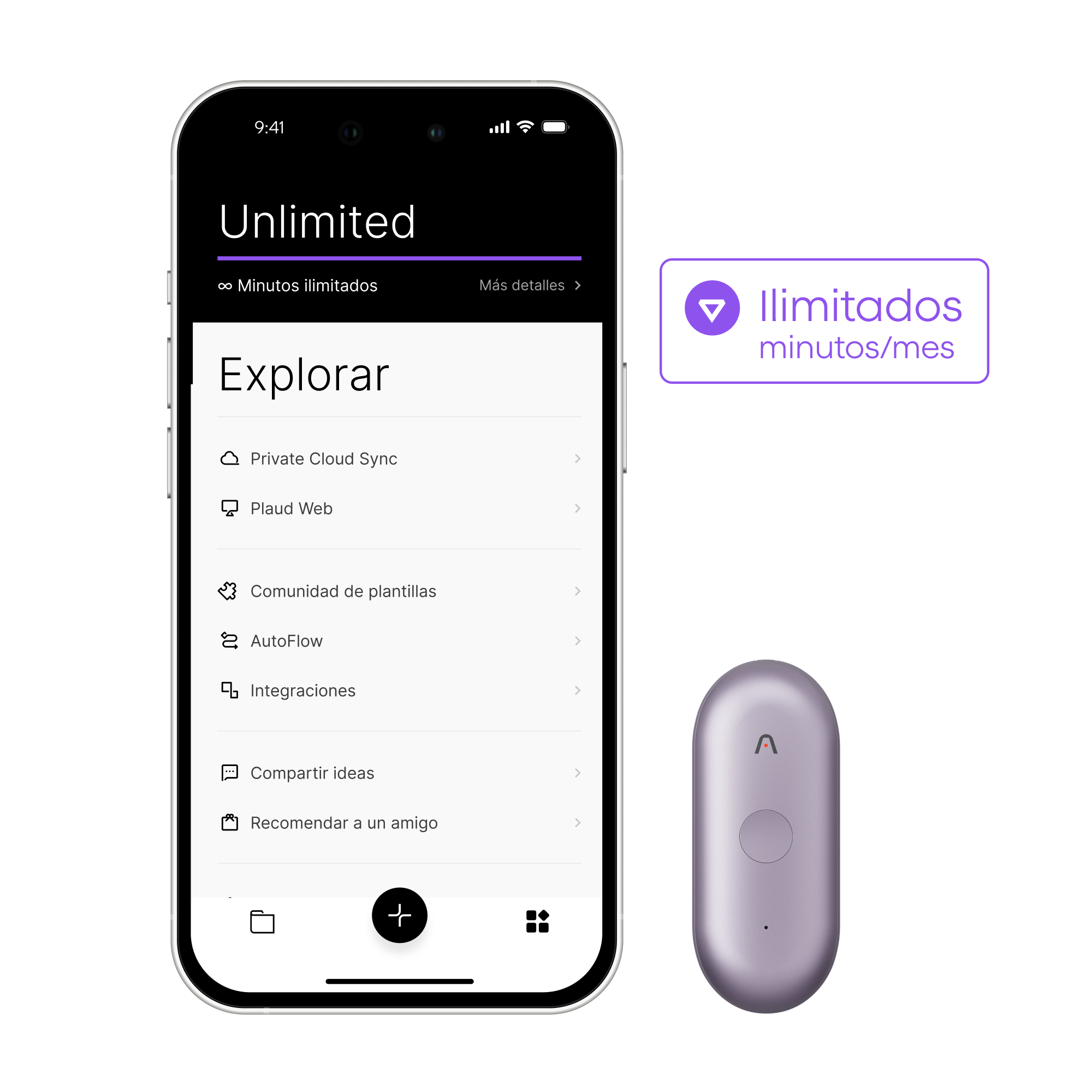 Plaud NotePin S y Suscripción Ilimitado Anual a Plaud IA