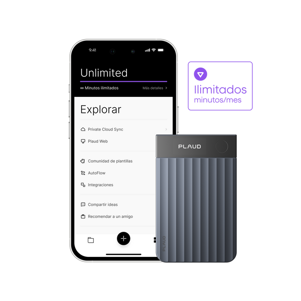 Plaud Note Pro y Suscripción Ilimitado Anual a Plaud AI