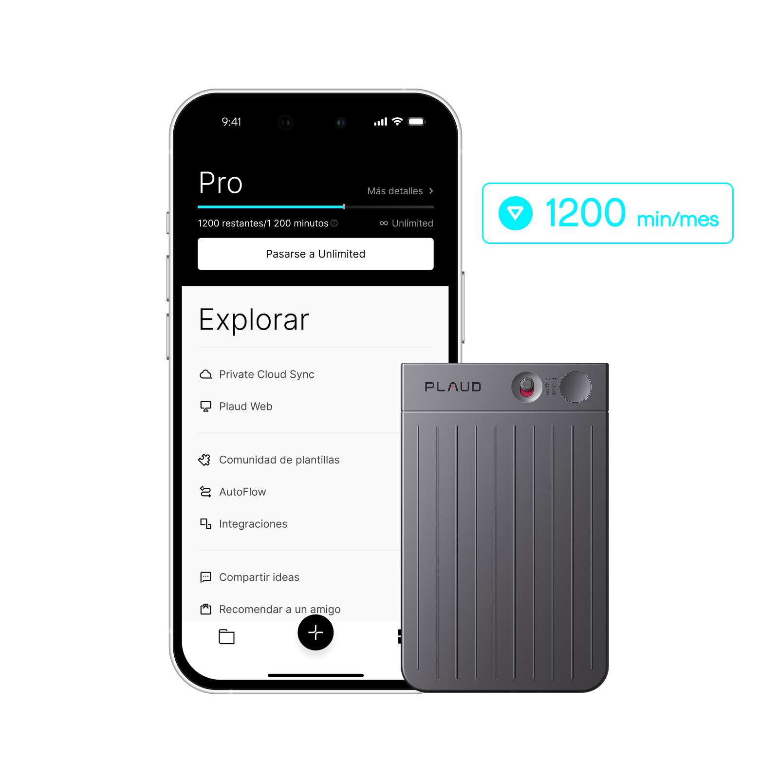 Plaud Note y Suscripción Pro Anual a Plaud AI