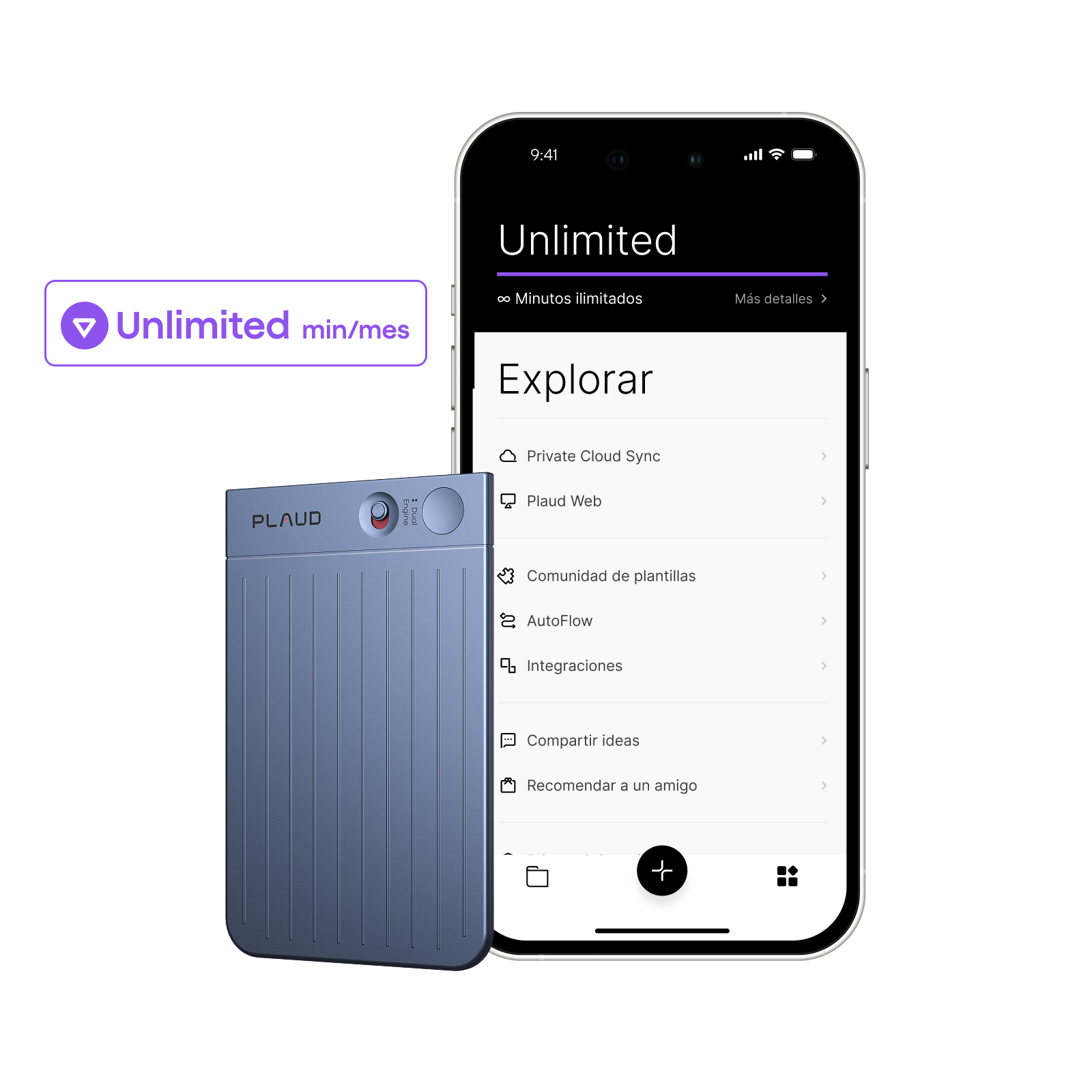 Plaud Note y Suscripción Ilimitado Anual a Plaud AI