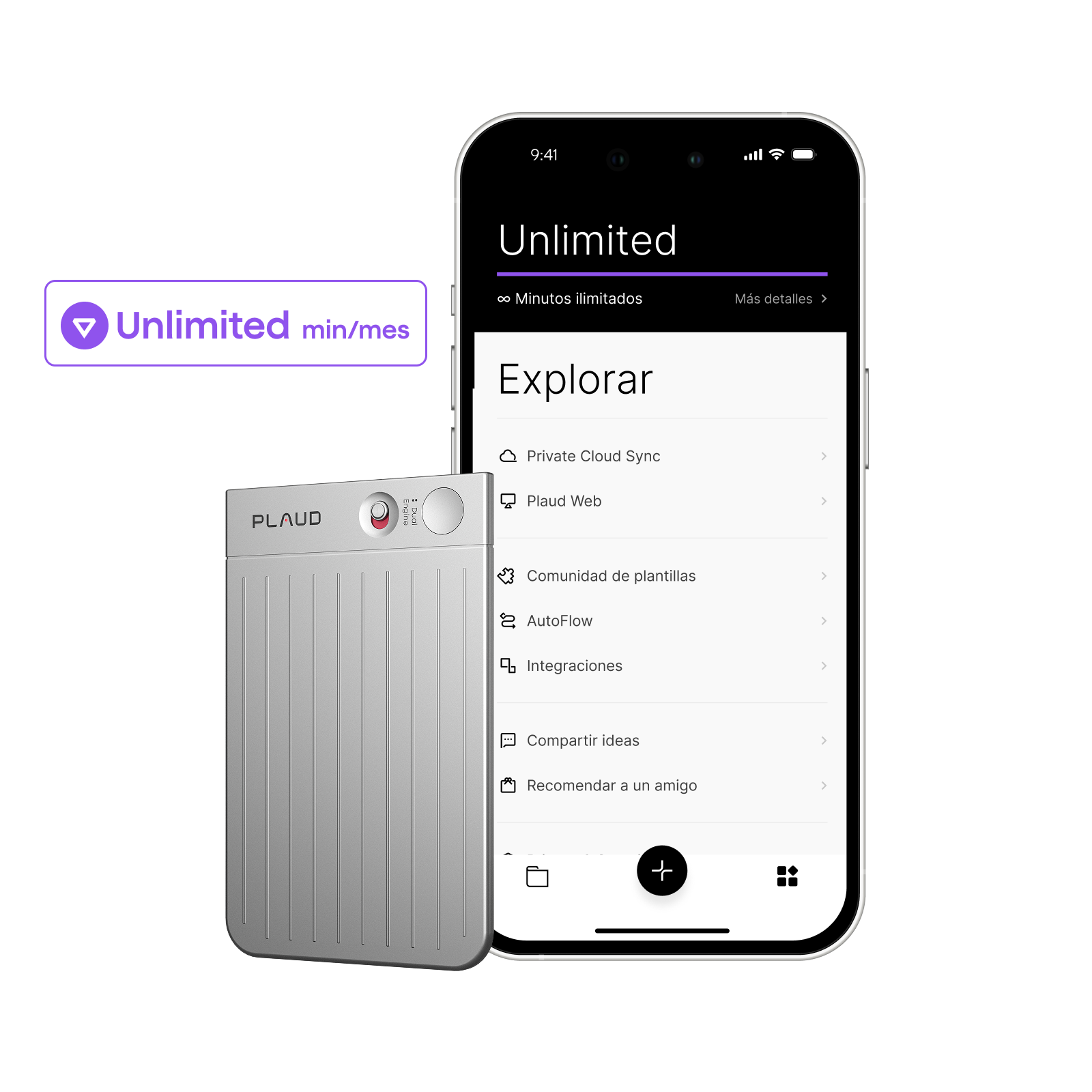 Plaud Note y 2 Suscripción Ilimitado Anual a Plaud AI