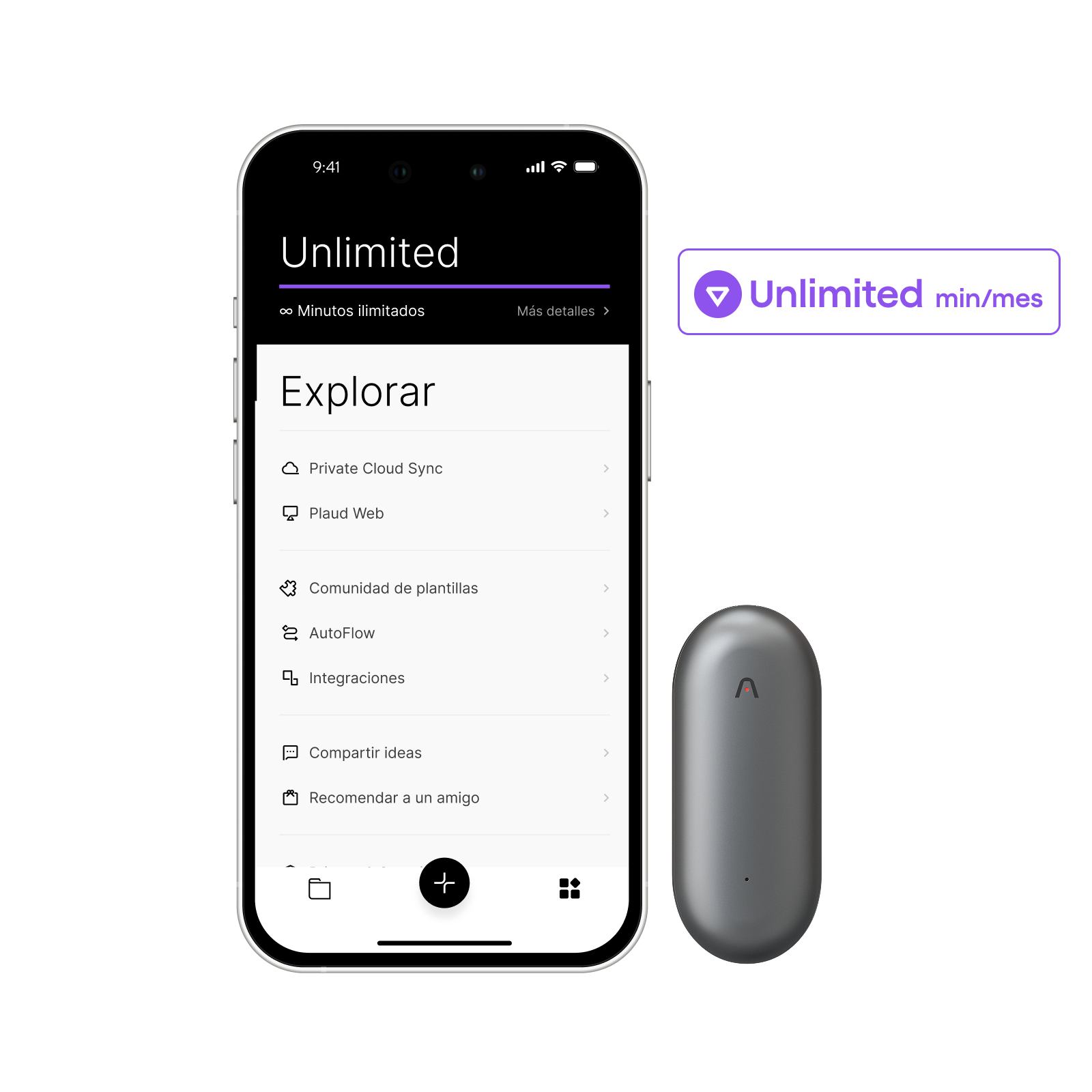 Plaud NotePin y Suscripción Ilimitado Anual a Plaud AI