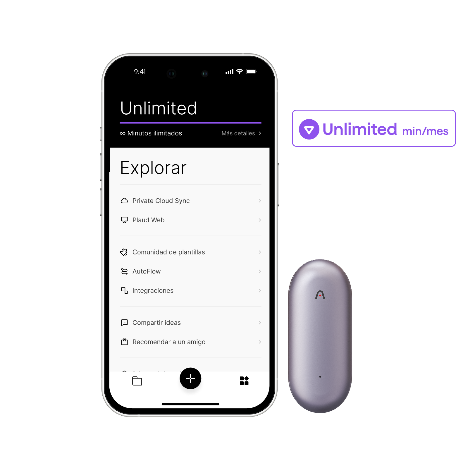 Plaud NotePin y Suscripción Ilimitado Anual a Plaud AI