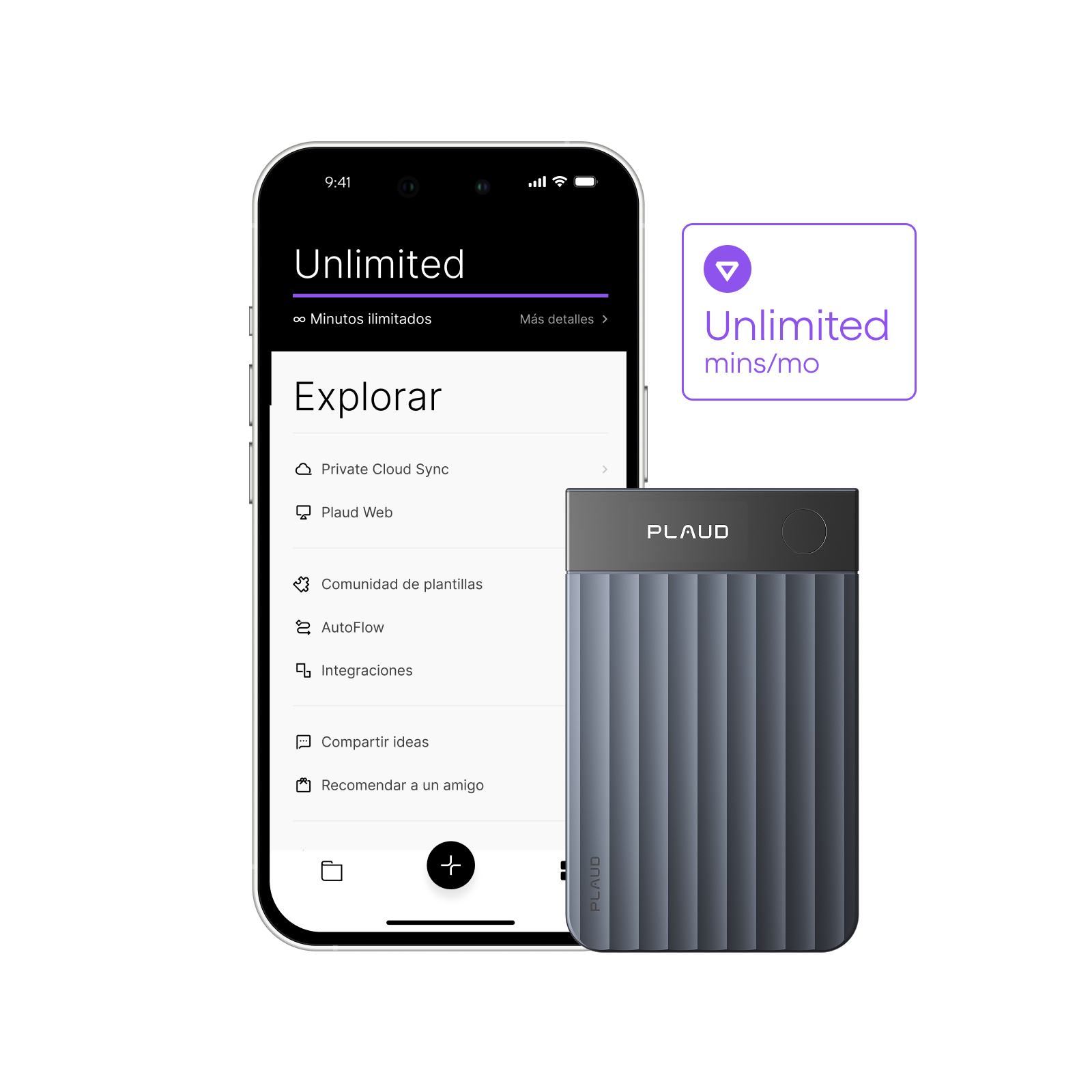 Plaud Note Pro y Suscripción Ilimitado Anual a Plaud AI