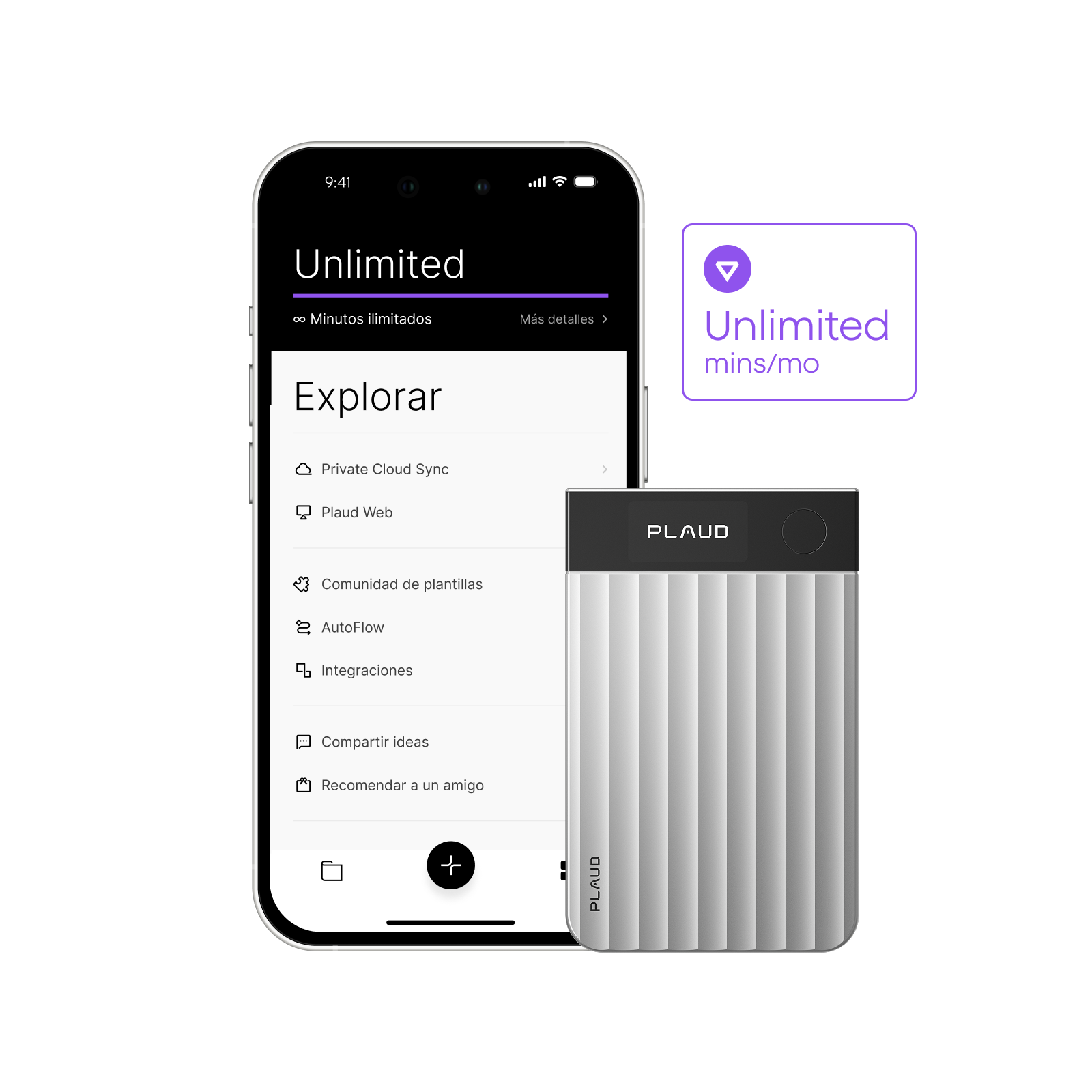 Plaud Note Pro y Suscripción Ilimitado Anual a Plaud AI