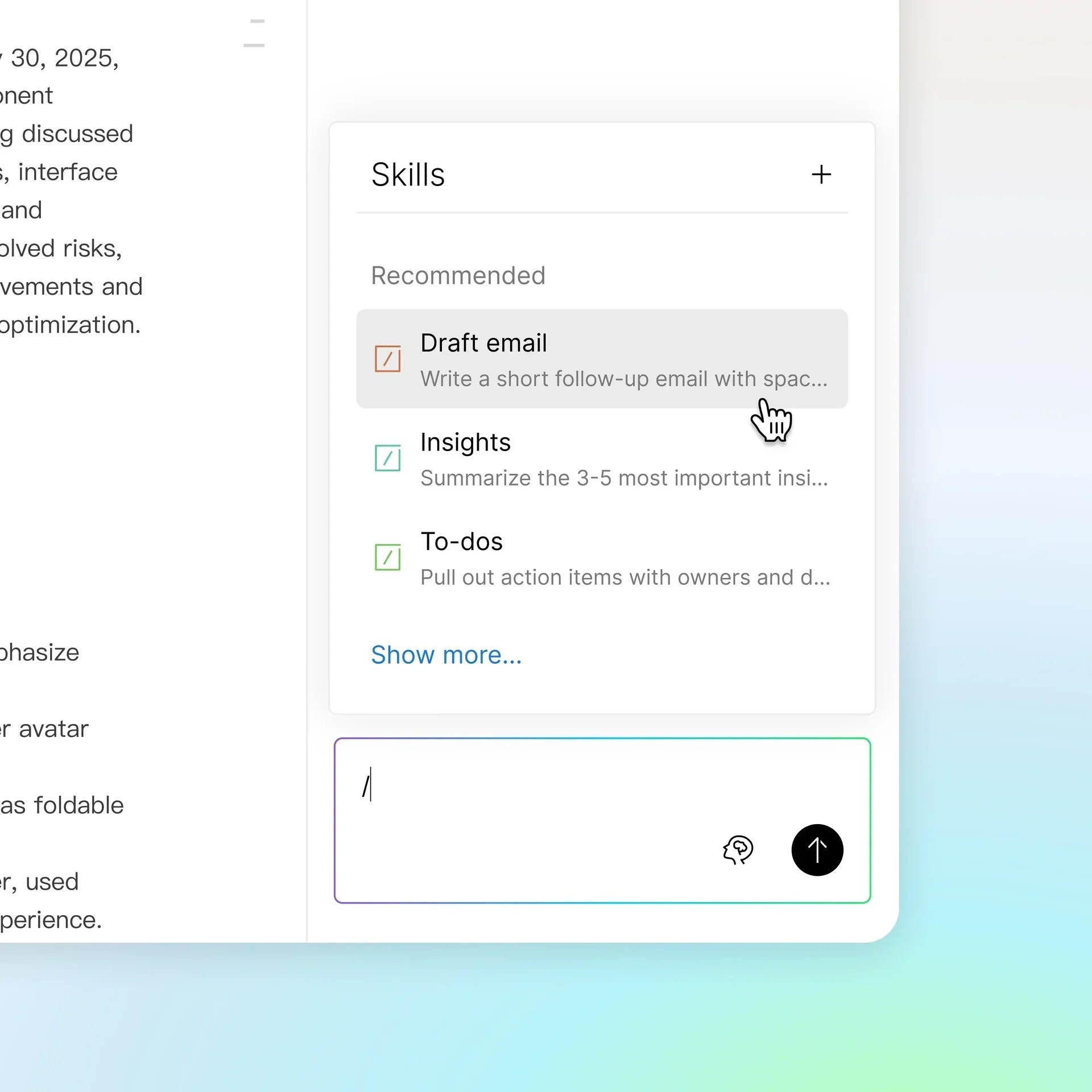 Presentamos Habilidades: Convierte tus prompts habituales en acciones de IA con un solo toque