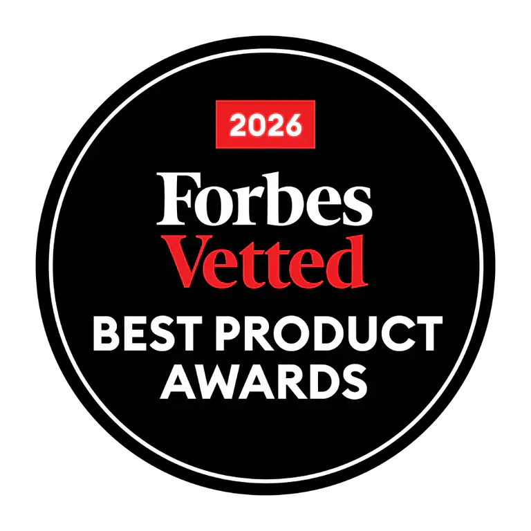 Distintivo Forbes Vetted Best Product Awards 2026.