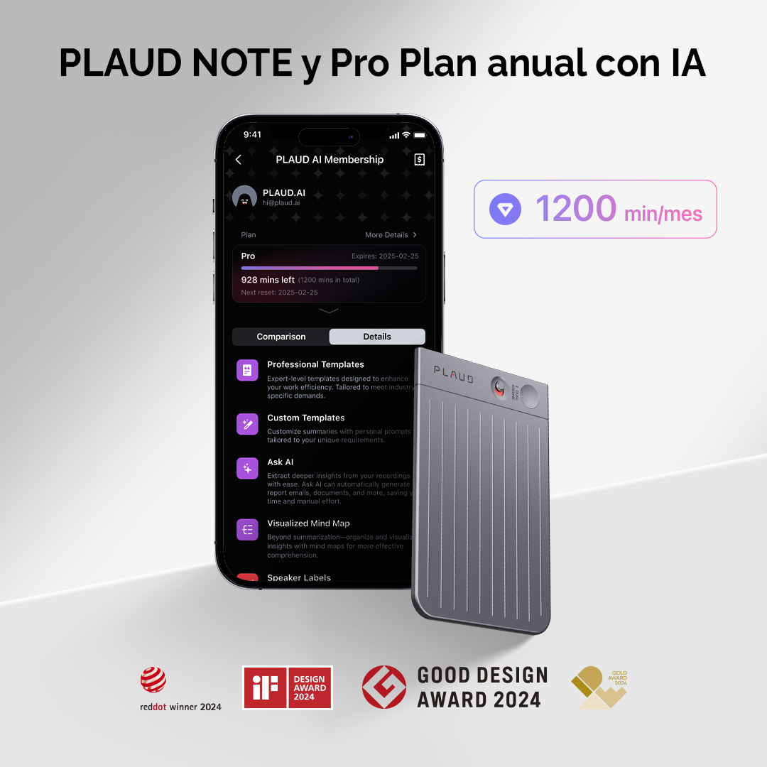 PLAUD NOTE y Pro Plan anual con IA
