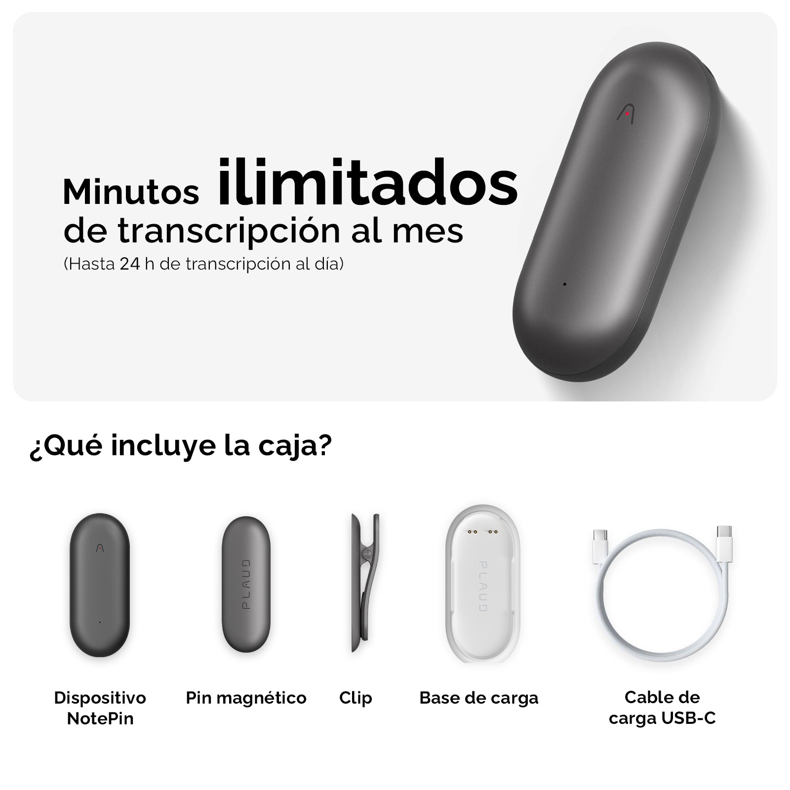 PLAUD NotePin & Plan Ilimitado Anual AI