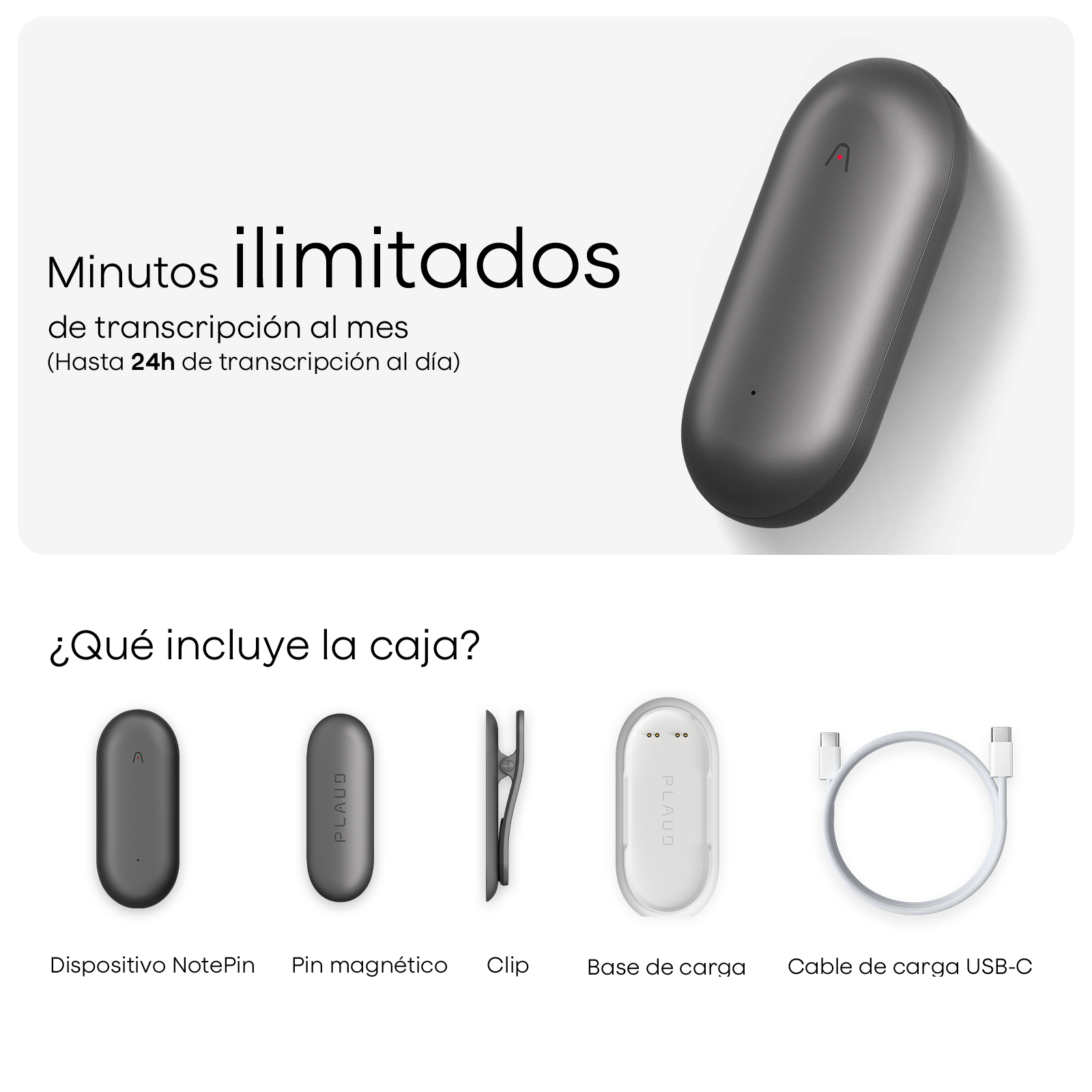 Plaud NotePin y 2 Suscripción Ilimitado Anual a Plaud AI
