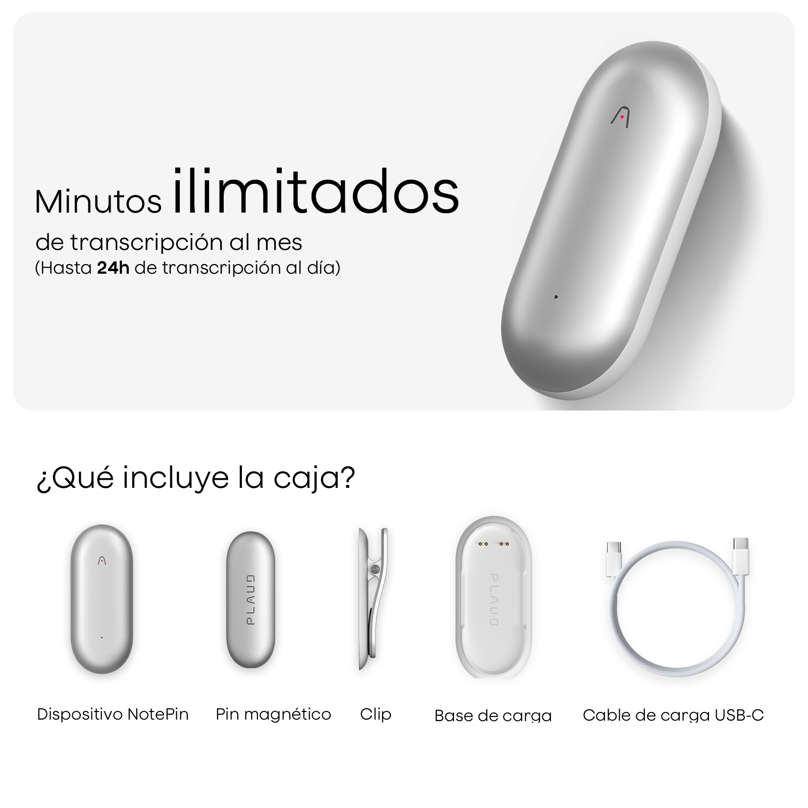 Plaud NotePin y 2 Suscripción Ilimitado Anual a Plaud AI