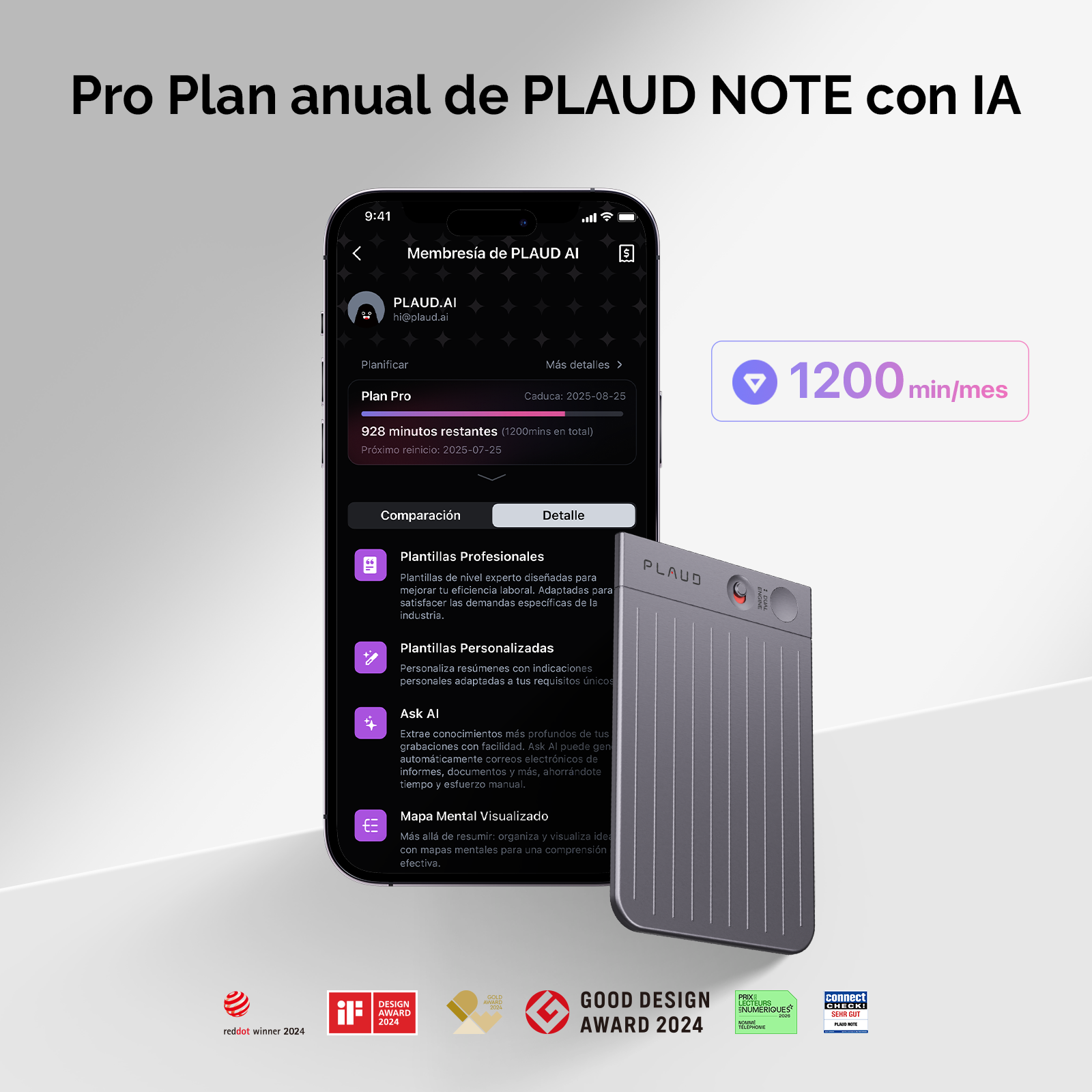 PLAUD NOTE y Pro Plan Anual con IA