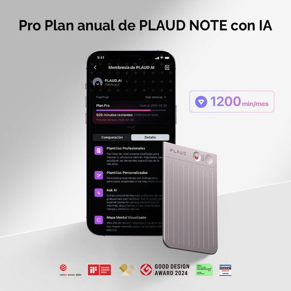 PLAUD NOTE y Pro Plan Anual con IA