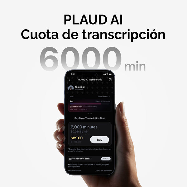 Cuota de transcripción de PLAUD AI