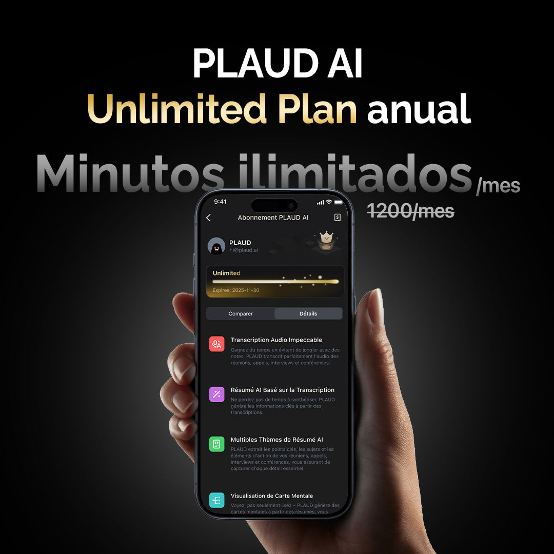Suscripción ilimitado anual a PLAUD AI
