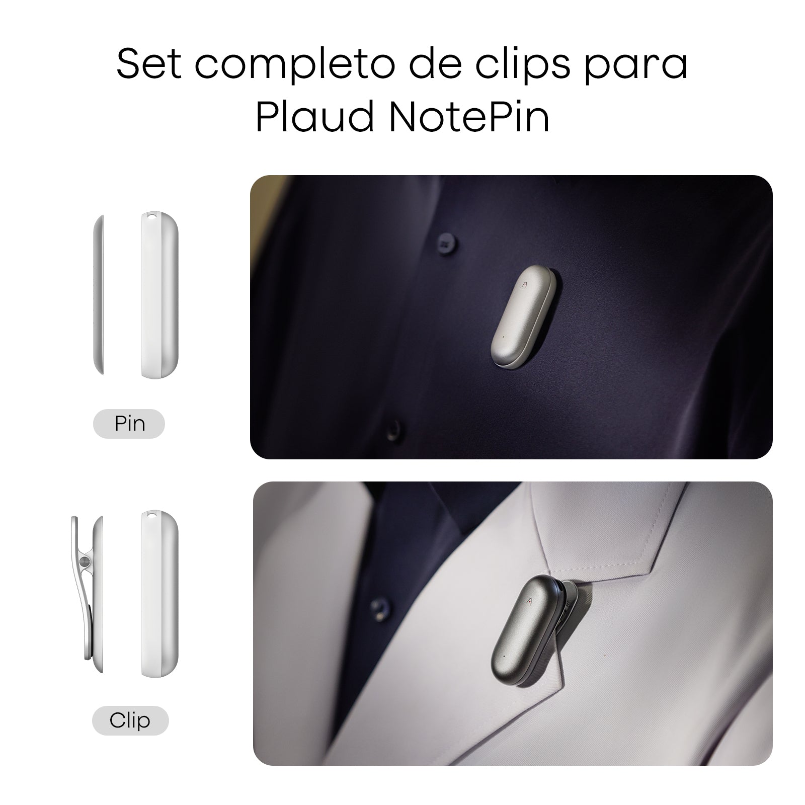 Clip & Pin Magnético para Plaud NotePin