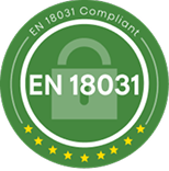 Plaud cumple con la norma de seguridad EN 18031, simbolizado por una insignia verde con un candado.