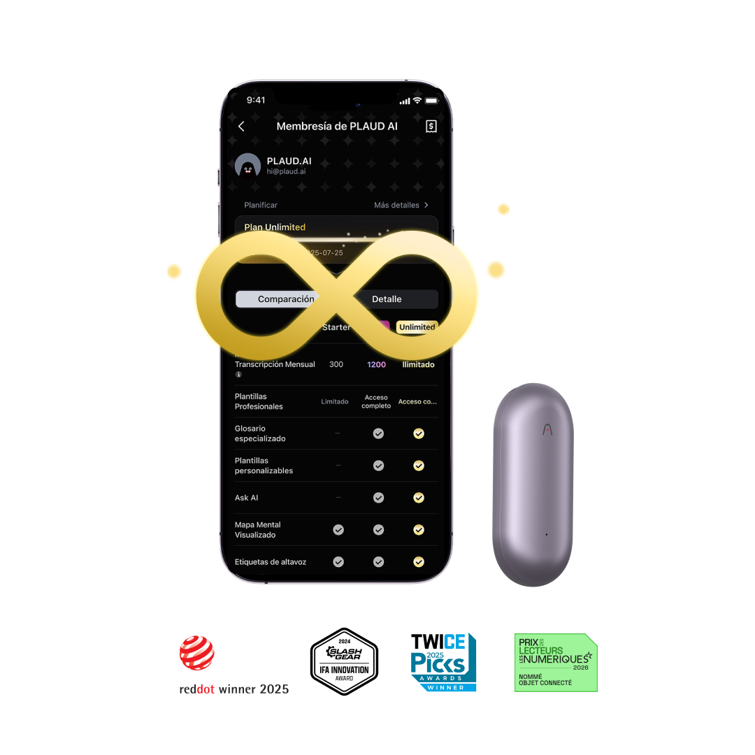 PLAUD NotePin & Plan Ilimitado Anual AI