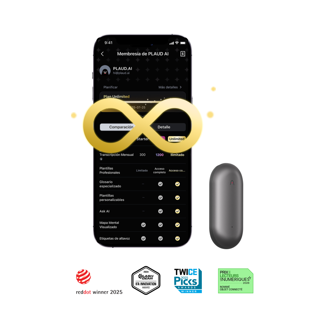 PLAUD NotePin & Plan Ilimitado Anual AI