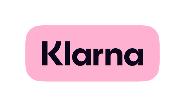 Logotipo de Klarna en un rectángulo rosa redondeado con texto negro.