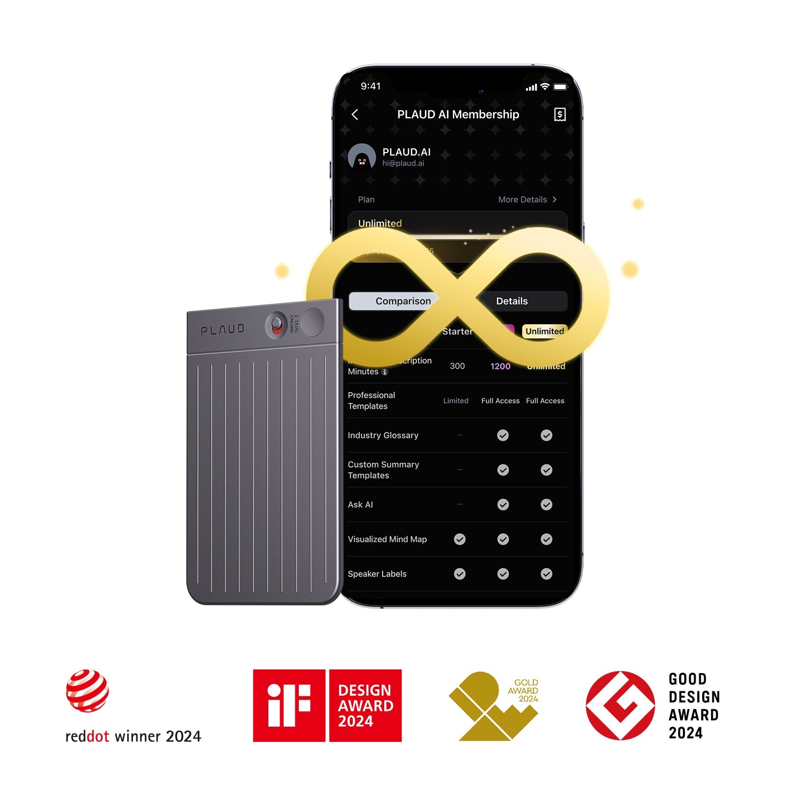 PLAUD Note & 2 Plan Ilimitado Anual AI