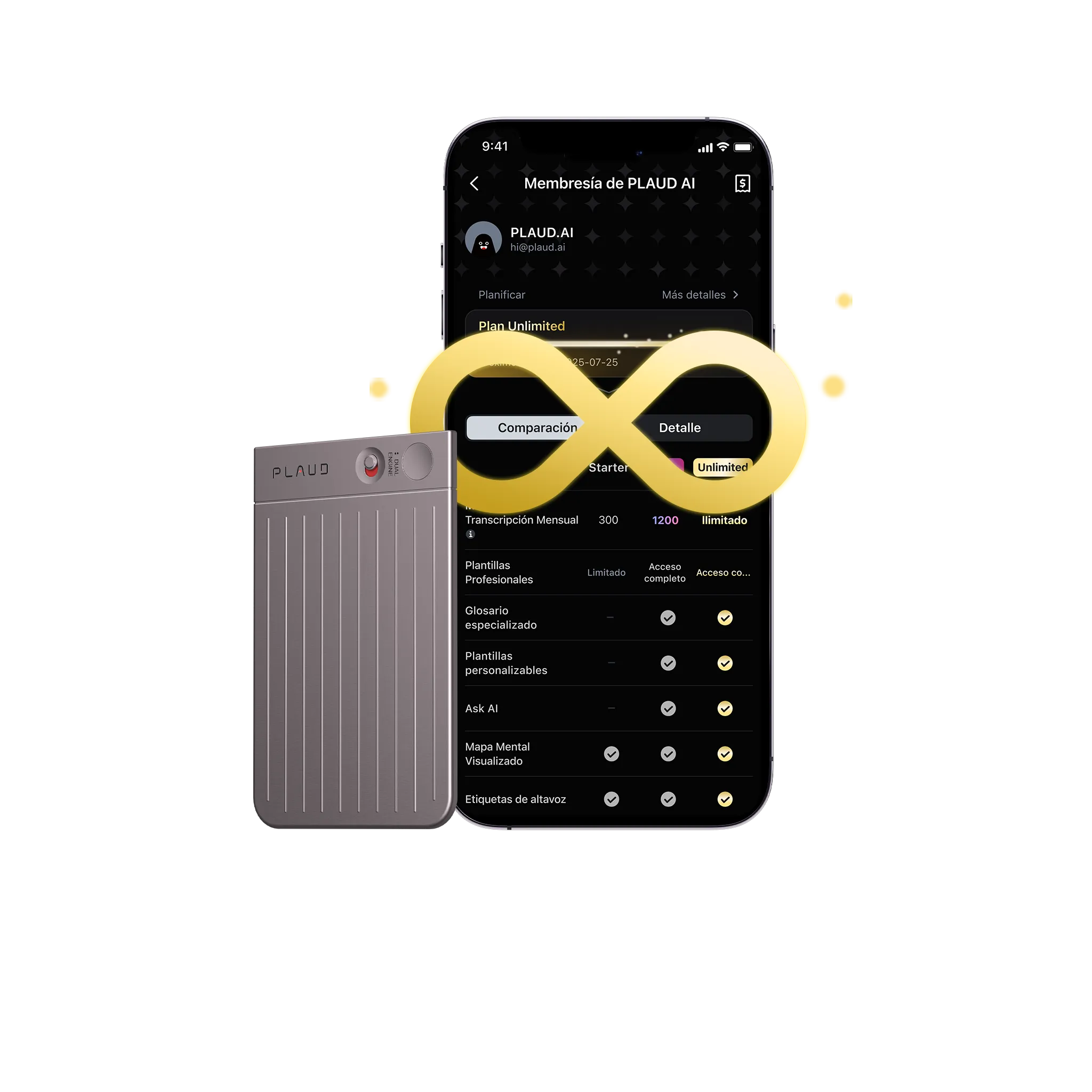 Plaud Note y 2 Suscripción Ilimitado Anual a Plaud AI
