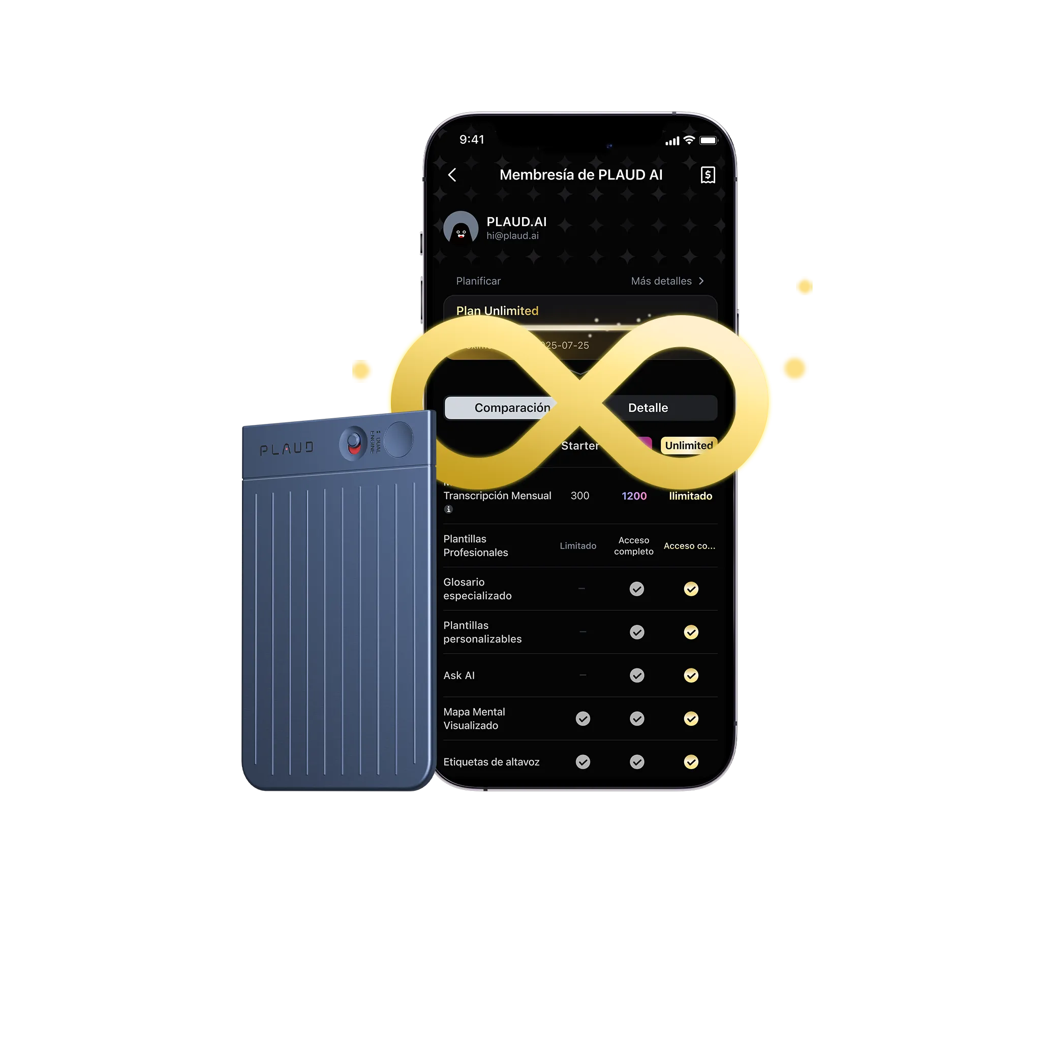 Plaud Note y 2 Suscripción Ilimitado Anual a Plaud AI
