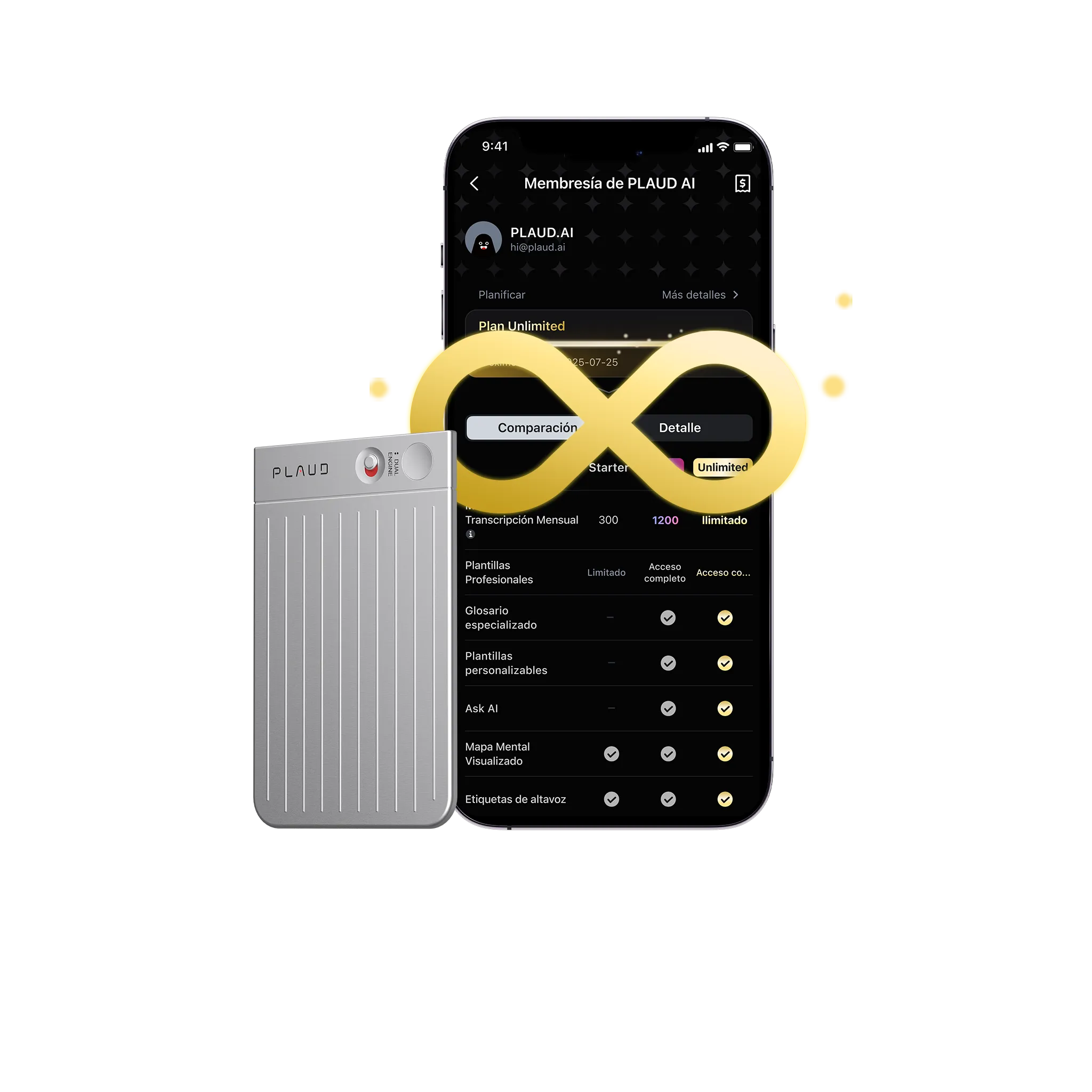 Plaud Note y 2 Suscripción Ilimitado Anual a Plaud AI