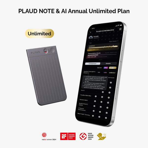 PLAUD NOTE y Plan ilimitado anual
