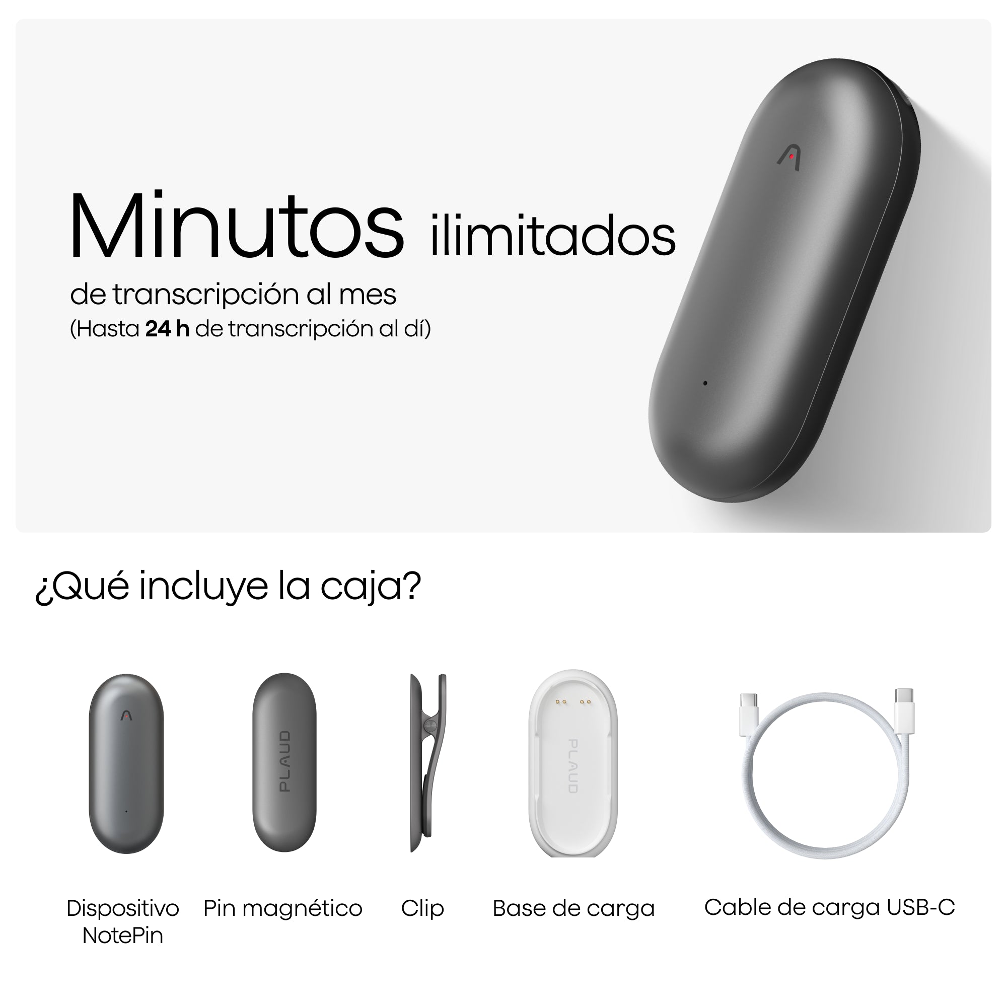 Plaud NotePin y Suscripción Ilimitado Anual a Plaud AI