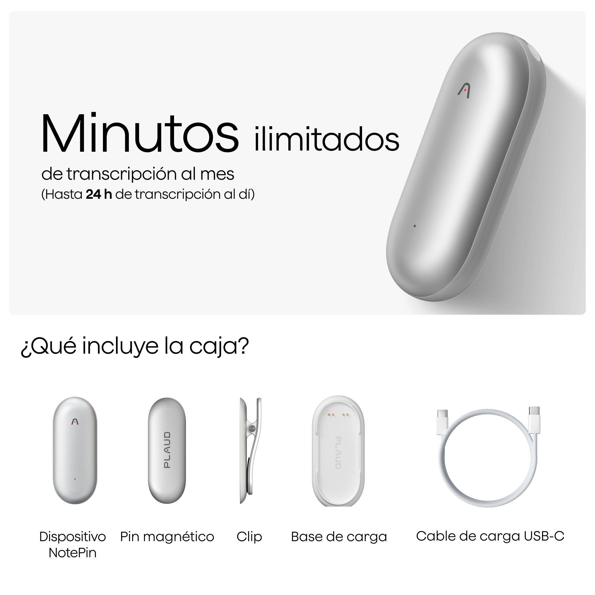 Plaud NotePin y Suscripción Ilimitado Anual a Plaud AI