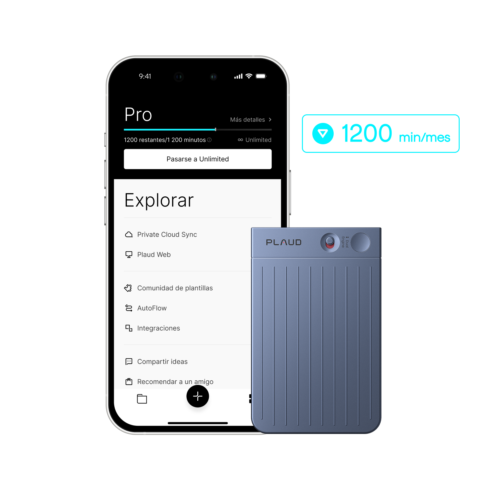 Plaud Note y Suscripción Pro Anual a Plaud AI