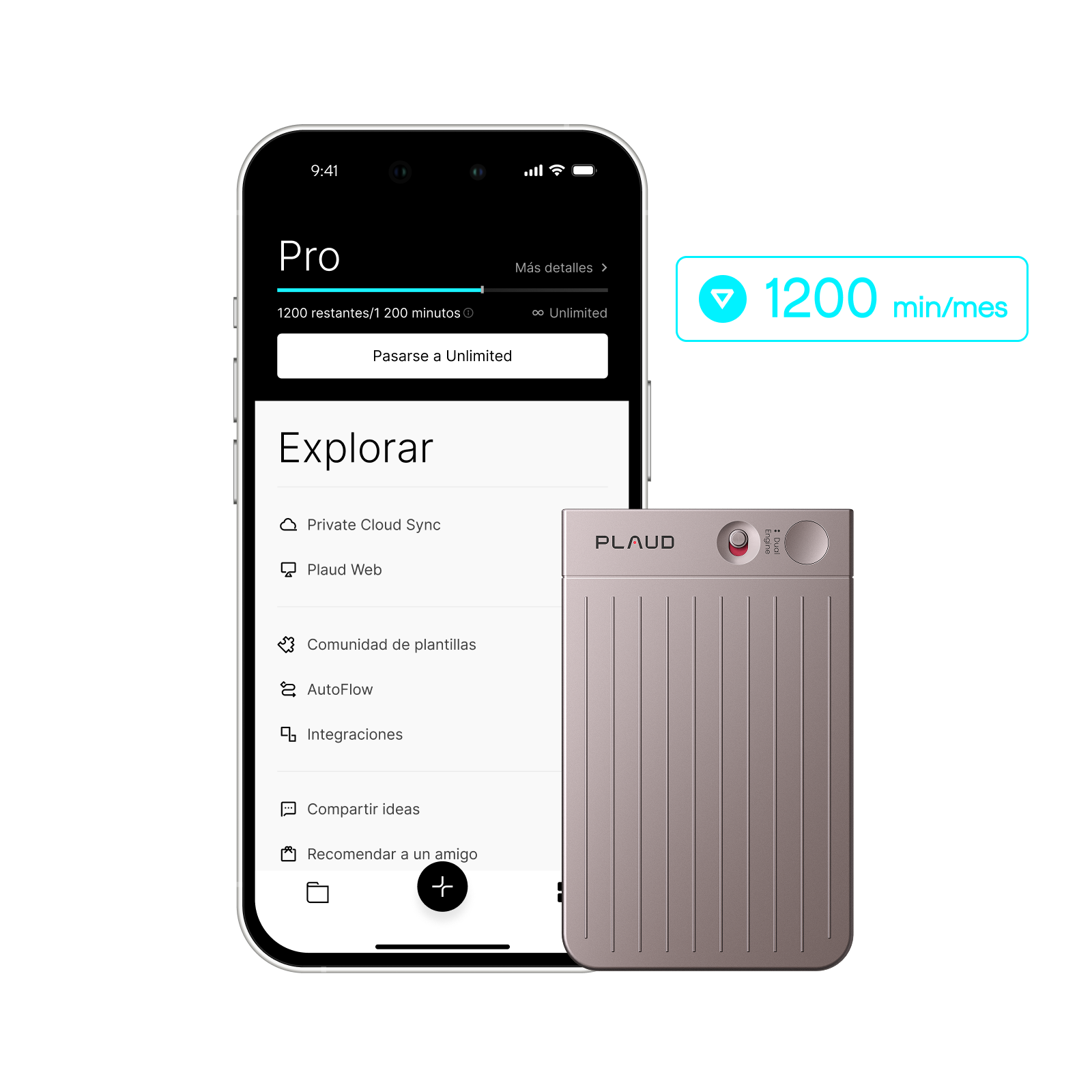 Plaud Note y Suscripción Pro Anual a Plaud AI
