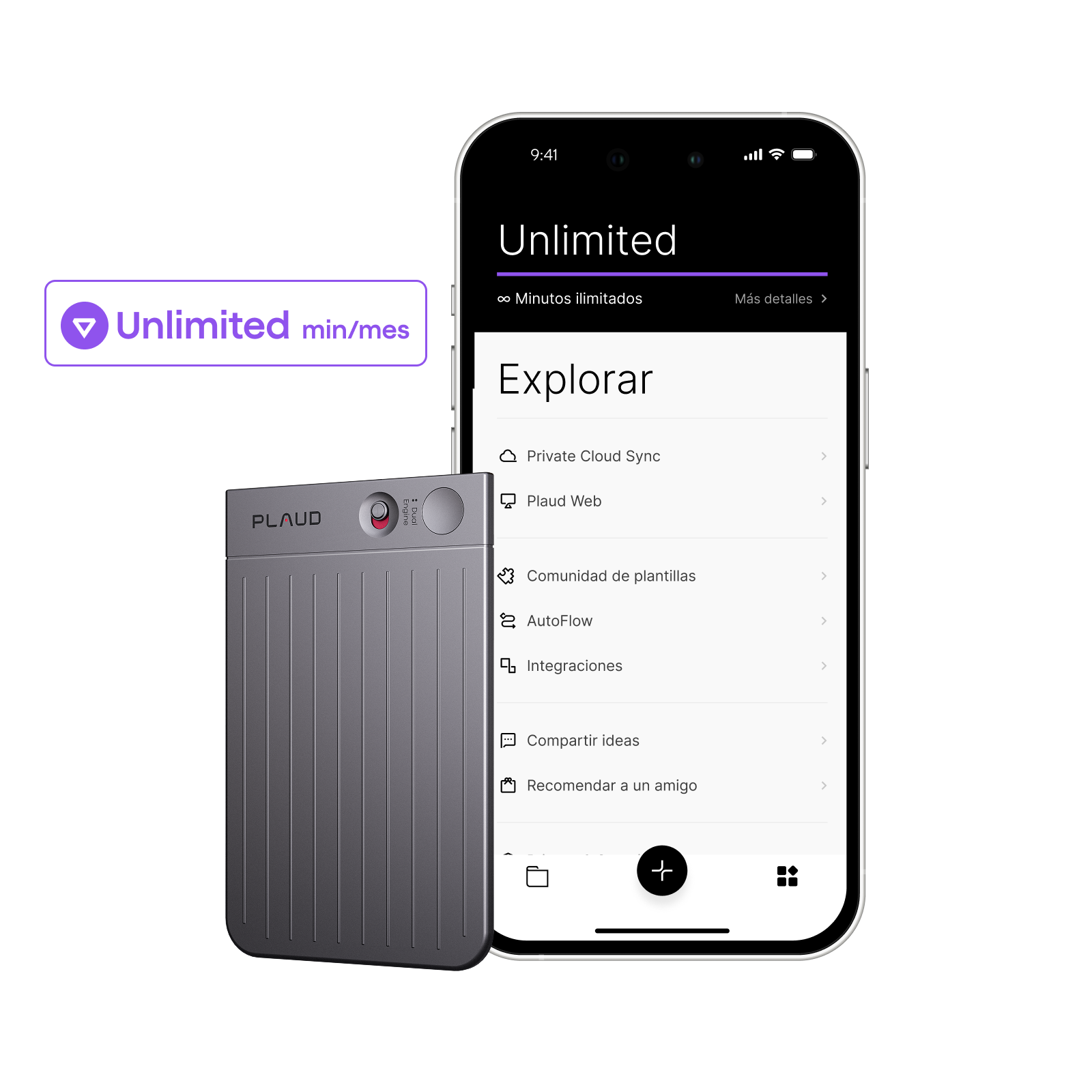 Plaud Note y Suscripción Ilimitado Anual a Plaud AI