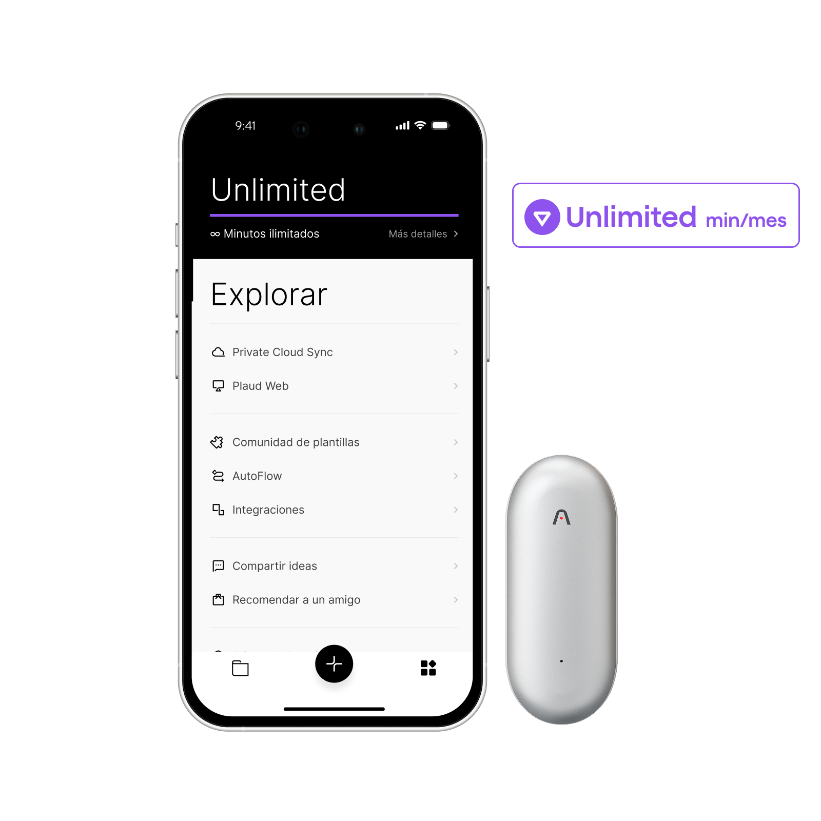 Plaud NotePin y Suscripción Ilimitado Anual a Plaud AI